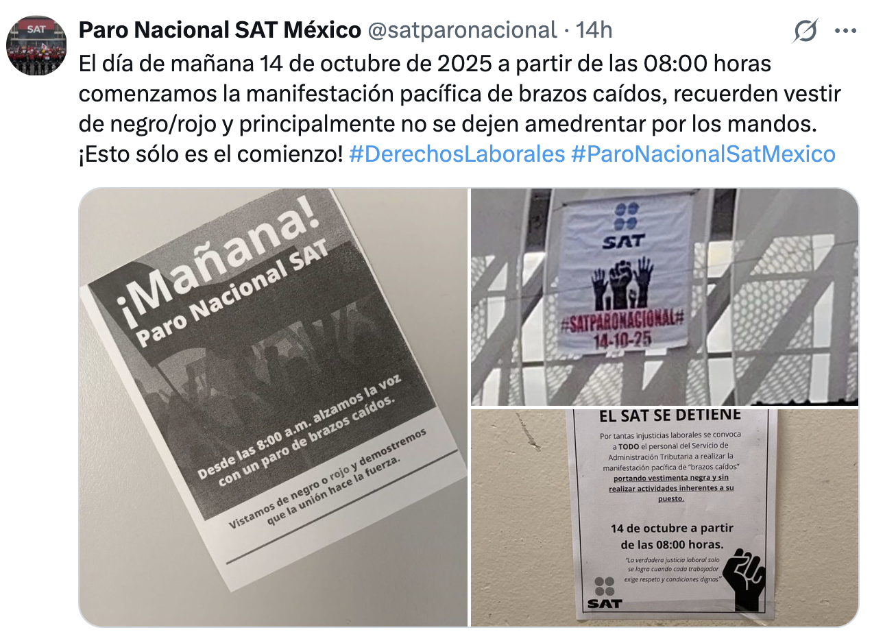 Paro nacional SAT / Captura de pantalla